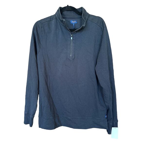 Good Man Brand Half Zip Sweatshirt Black MEDIUM Designer Pullover Fleece $188 - Picture 1 of 5